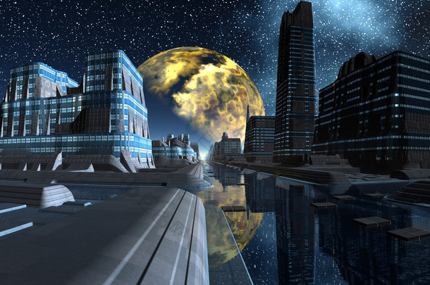 繁星<strong>满天</strong>的夜晚，在陌生的城市-科幻场景第 1 部分