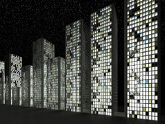 特大城市: 抽象的行中的摩天大楼