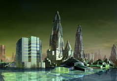 现代外星城市天际线