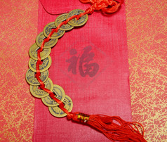 传统的中国结，书法意味着新年快乐