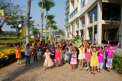 亚洲孩子、 户外活动、 越南的学龄前儿童