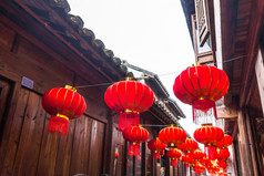 喜庆的中国红灯笼装饰