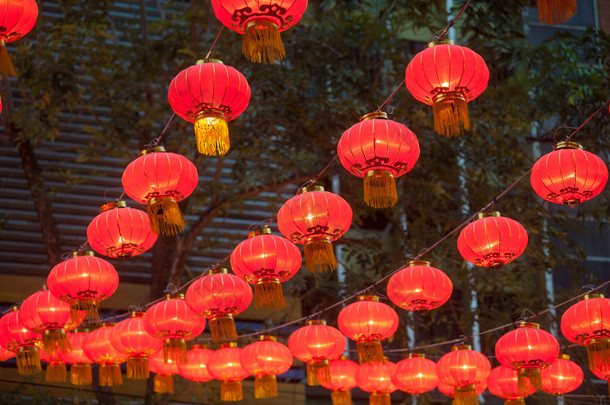 传统中国新年灯笼是为庆祝.