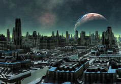 未来派外星人之城-3d 立体计算机图稿