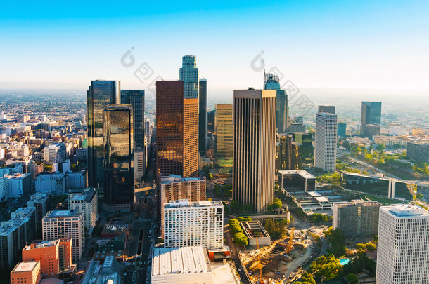 洛杉矶市中心的空中景观