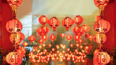中国城市的中国新年灯笼.