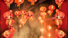中国城市的中国新年灯笼.