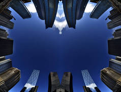 蓝蓝的天空大城市摩天大楼高层