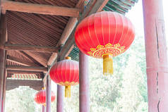 山西，中国-2015 年 8 月 29 日︰ 灯笼在姚庙。山西省临汾市著名的历史古迹.