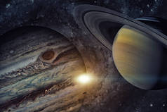 太阳系-土星。它是第六颗来自太阳的行星.