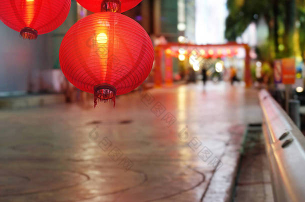 中国城市的中国新年灯笼