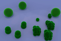 绿色, 微透明的不同大小的球体