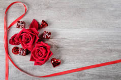 情人节的概念与红玫瑰, 礼品盒和水疗