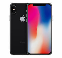 空间灰色苹果 iphone X 样机前视图与壁纸屏幕和 iphone 10 背面后面的边