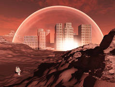 在荒凉的星球巨的城也许火星