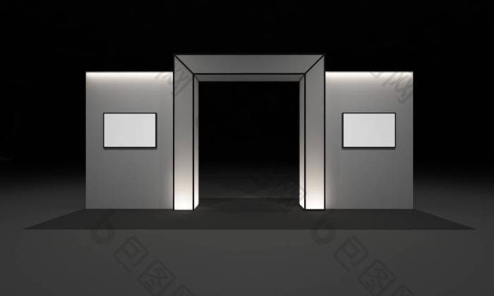 门入口展位展示设计理念室内插图的绘制图片-包图网企业站