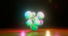 3d 渲染。五颜六色的球在一个明亮的背景。被明亮的亮点包围的球体。多彩的环境