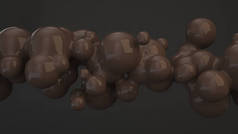 抽象巧克力气泡从 spherecial 形状在黑色背景。3d 渲染插图 