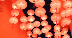 中国新年夜景的传统红色中国灯笼装饰