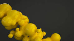 抽象黄色泡泡从球状形状在黑色背景。3d 渲染插图 