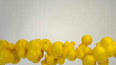 抽象黄色泡泡从球状形状在白色背景。3d 渲染插图 