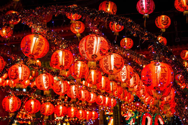 泰国唐人街的中国新年灯笼