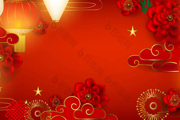 红色中国假日背景