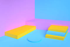 极简主义几何抽象背景，柔和颜色，3D渲染.