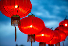 中国城春节灯笼特写镜头