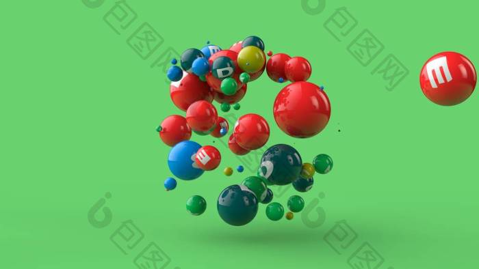 渲染许多不同颜色和尺寸的小球抽象构图快乐图片-包图网企业站