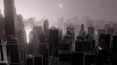 雾中的城市。空气污染