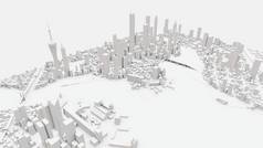 现代城市的立体景观。大都市的巨大布局。3D渲染.