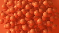 橙色足球形成球体 3D 插图
