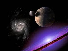 行星，星系，宇宙，星空夜空，银河系与恒星和空间尘埃在宇宙中，长曝光照片，与谷物.