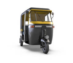 在白色背景上隔离的 Autorickshaw 的 3d 渲染.