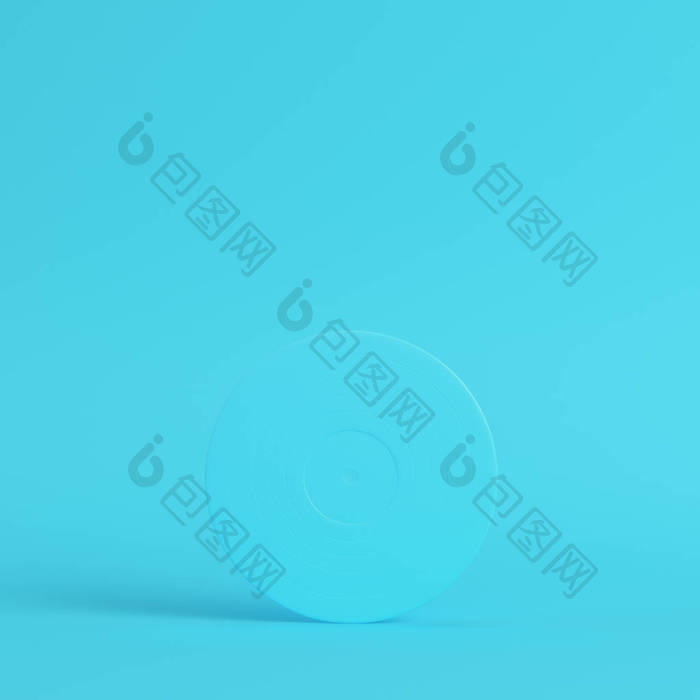 亮蓝色背景的乙烯基唱片柔和颜色最小图片 包图网企业站 