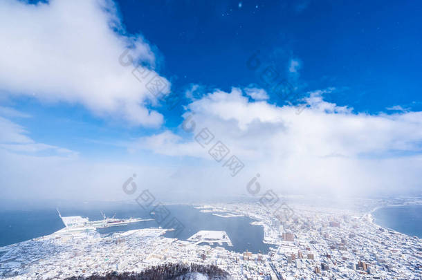 函馆山上美丽的风景和城市景观