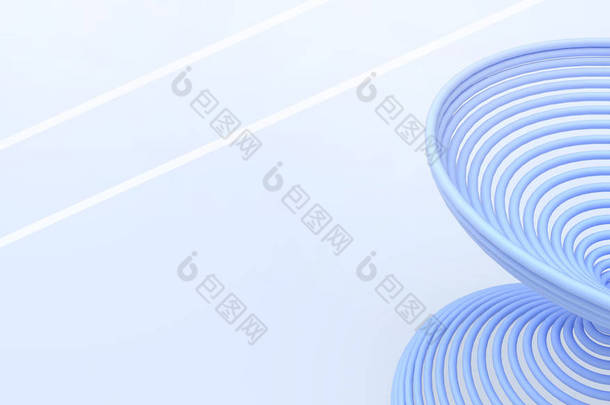 几何形状 圆蓝色 商业概念和弹簧 在柔和的蓝色背景上的简单、现代和现代的艺术作品 - 3D 渲染