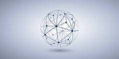 网络 - 灰色宽背景上的透明多边形环球设计