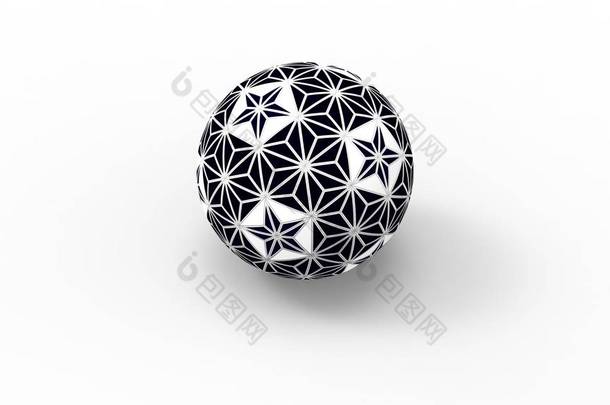 白色背景中孤立的装饰球体的3D渲染