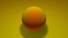 完美黄色球的3d插图。亮黄色表面上的球体。3d渲染对象几何的单调色彩，未来背景，抽象。桌面壁纸.
