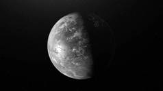 文摘:月球表面,外太空自转天体. 动画。 月球的天文背景，由太阳光照射的3D灰色球体.