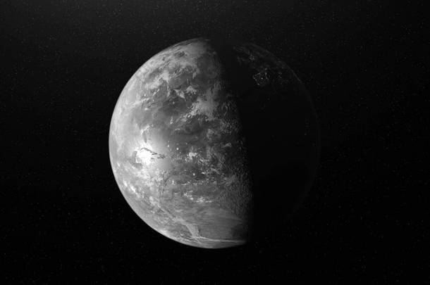 文摘:月球表面,外太空自转天体. 动画。 月球的天文背景，由太阳光照射的3D灰色<strong>球体</strong>.