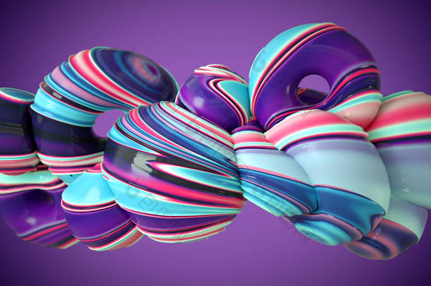 彩色动态抽象软扭曲玻璃形状