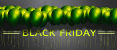 黑色星期五销售带有色彩艳丽气球的宣传横幅。 黑色 