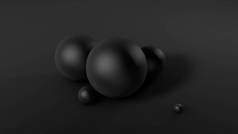 黑色背景，有球。 3D说明，3D渲染.
