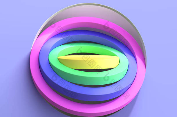 产品演示用简易圆形彩色讲台3D渲染 