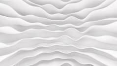 白色条纹波浪模式未来派的背景。3d 渲染图