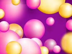 黄色和粉色3D抽象气泡或装饰几何球