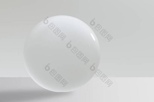 3d sphere logo isolated on white background with shadow. Abstract gray 3d glass symbol for banner, p